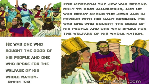 Esther 10:3 Mordecai was second only to King Ahasuerus (green)